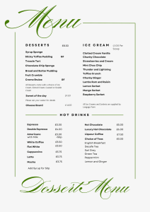 Dessert Menu